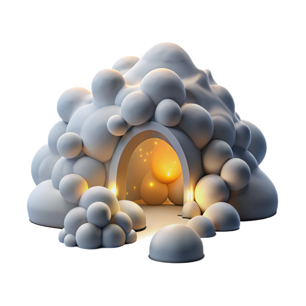 extraordinary creative Luminous Cloud Cave 3D Rendered Abstract Scene premium png