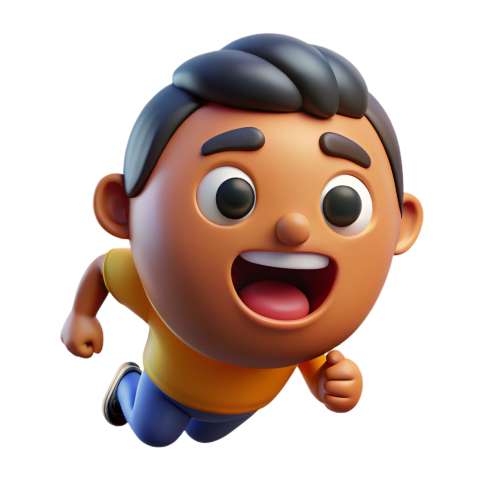 serene rustic Joyful 3D Cartoon Boy Running Animation genuine png