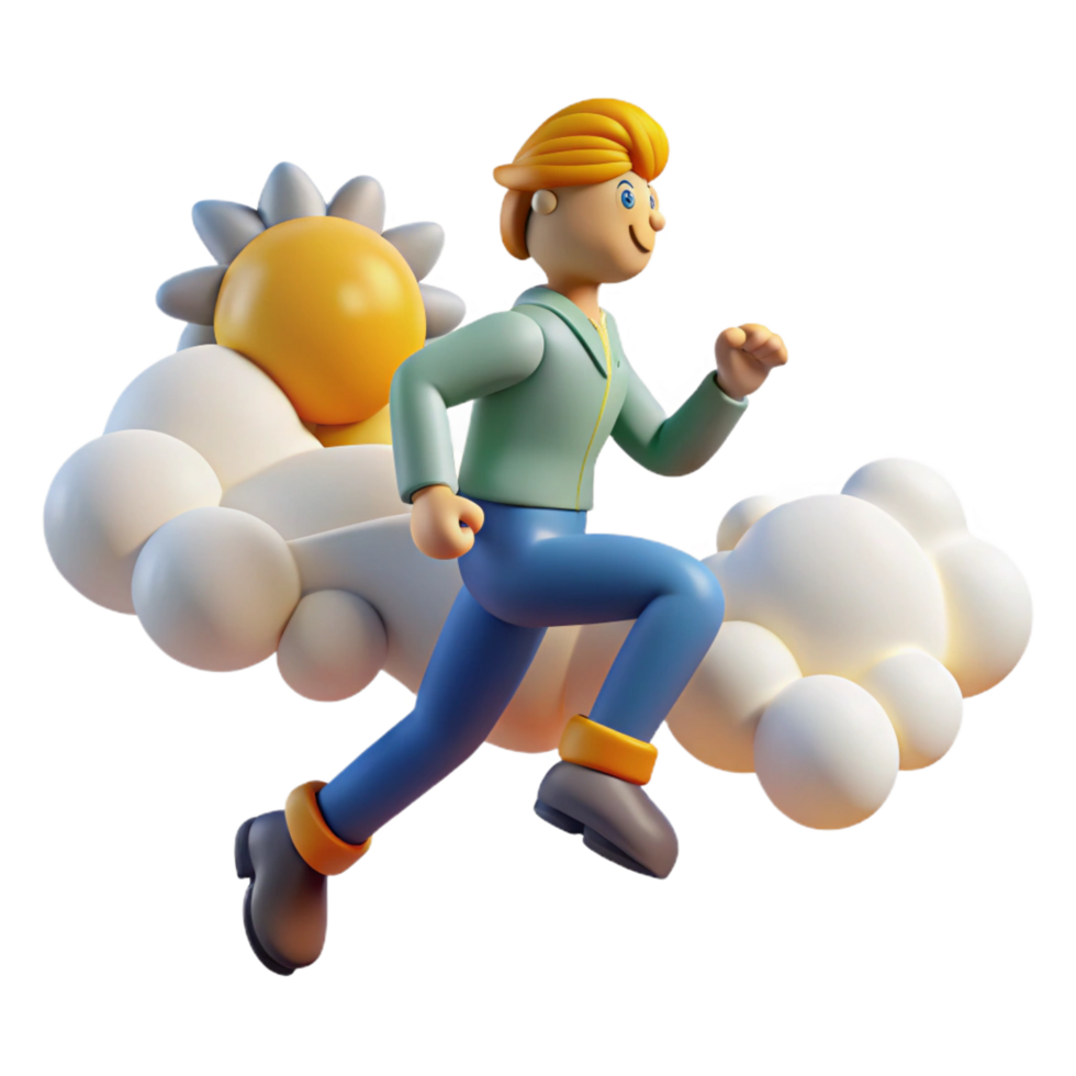 extraordinary modern Running on Clouds A Sunny 3D Animation detailed png