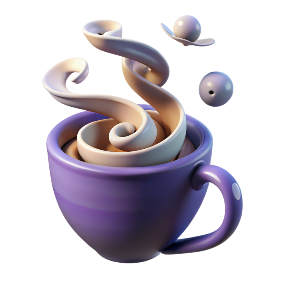beautiful creative Whimsical Cream Swirl in Purple Mug high quality png