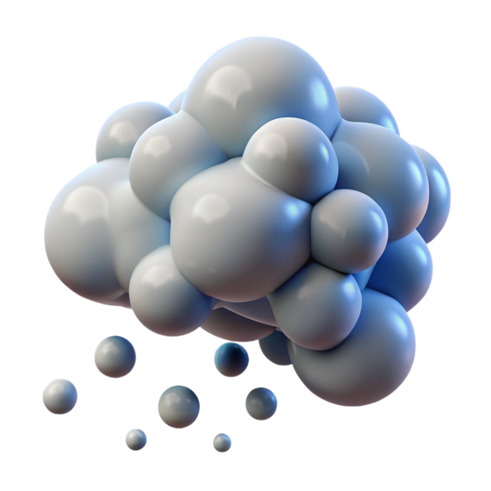 extraordinary contemporary Abstract Cloud with Falling Spheres 3D Render premium png