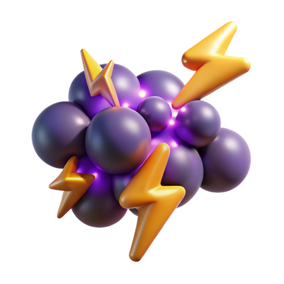 stunning modern Purple Sphere Energy Burst with Lightning Bolts 4K png