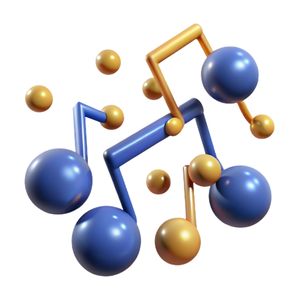 beautiful creative Abstract Music Notes 3D Rendering of Musical Symbols exclusive png