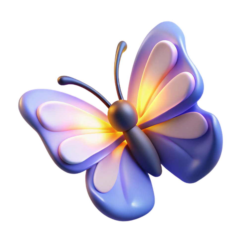 elegant traditional Glowing Purple Butterfly 3D Render genuine png