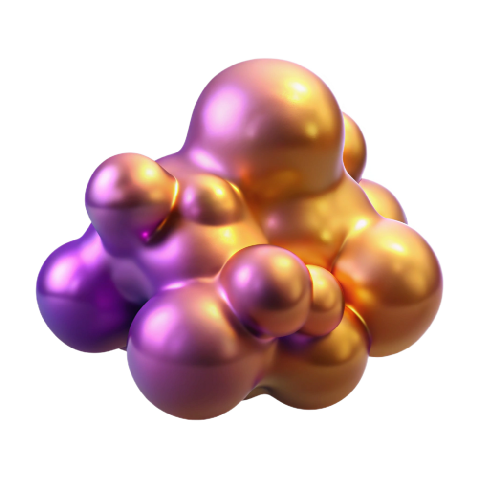vibrant abstract Abstract Metallic Bubbles 3D Render of Shiny, Iridescent Spheres high resolution png