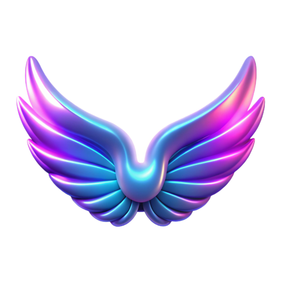 beautiful traditional Neon Wings 3D Render of Colorful Avian Wings authentic png