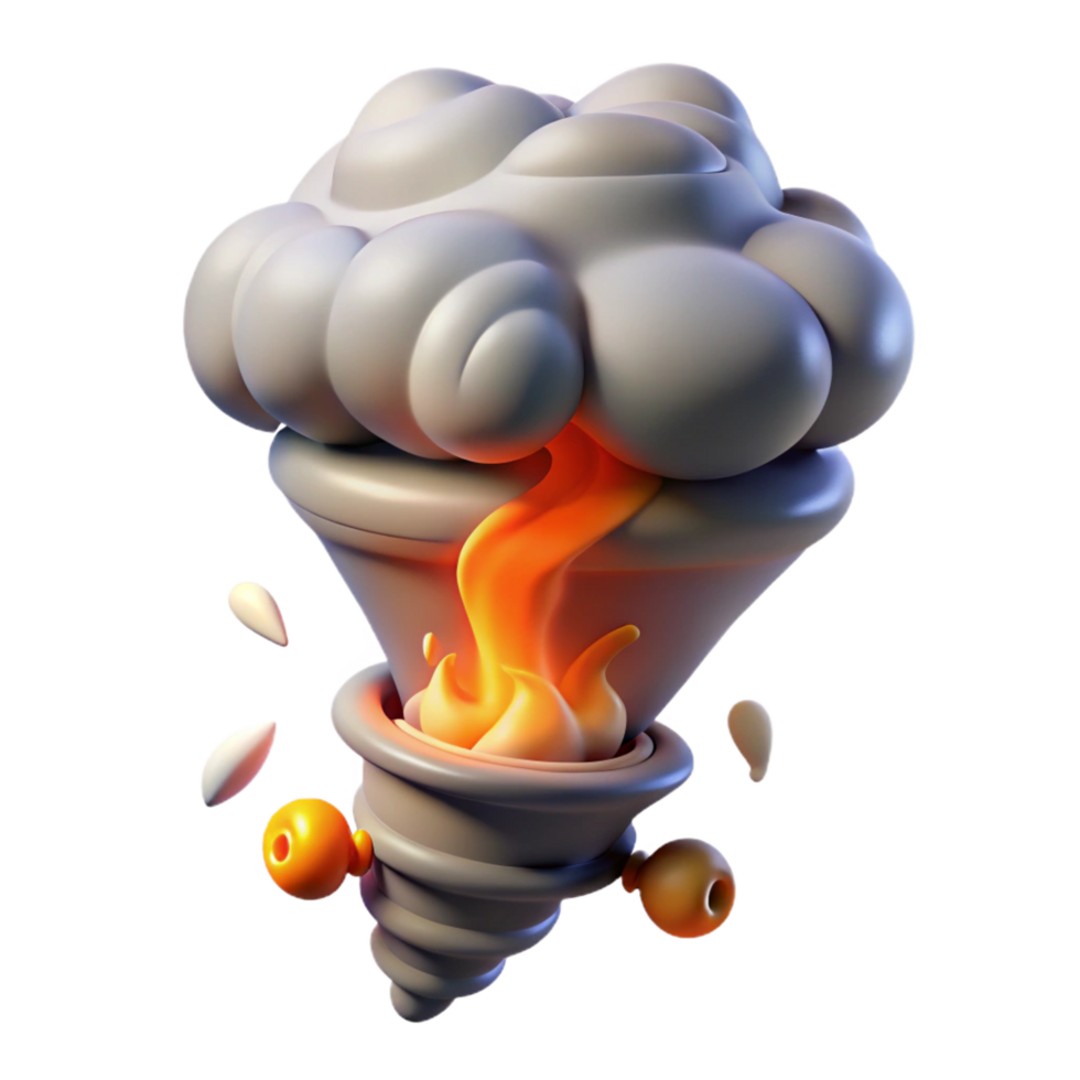 elegant contemporary 3D Render Erupting Cloud Flame high quality png