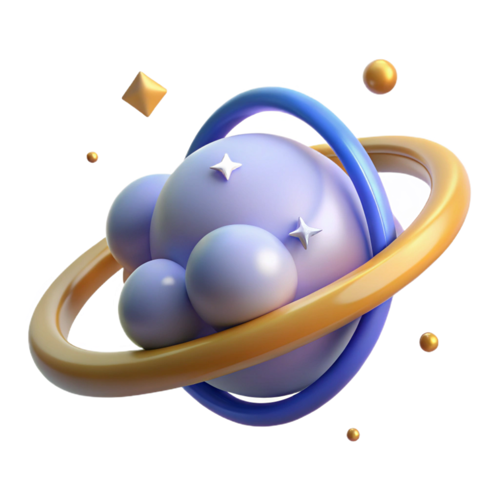 elegant abstract Abstract Cosmic Sphere 3D Render of Planets and Rings high resolution png
