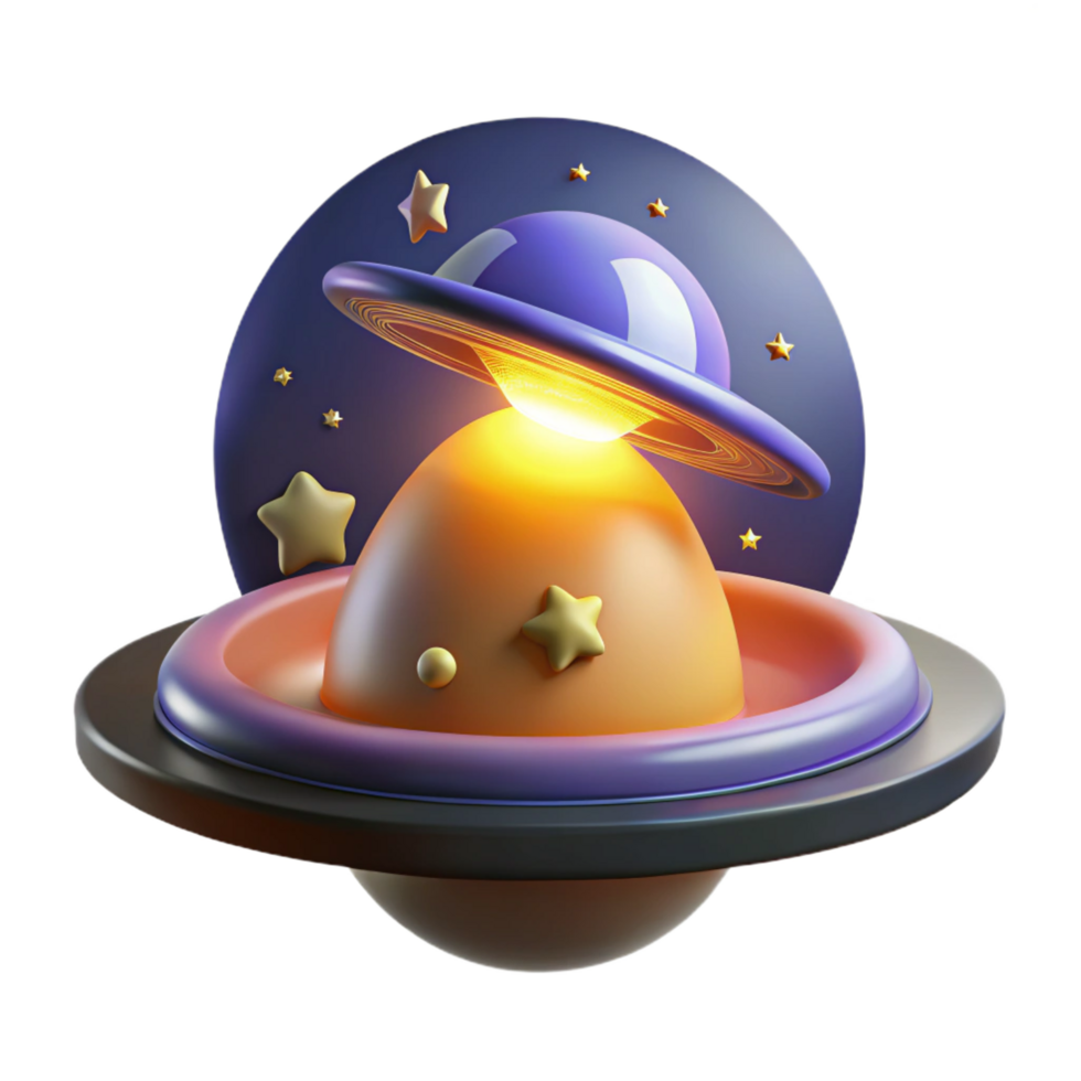 beautiful artistic Cosmic Egg 3D Render of Spacecraft and Planet genuine png