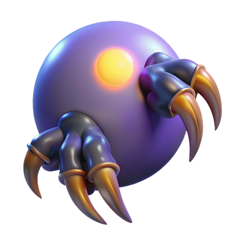 wonderful traditional 3D Render Spherical Creature with Claws detailed png