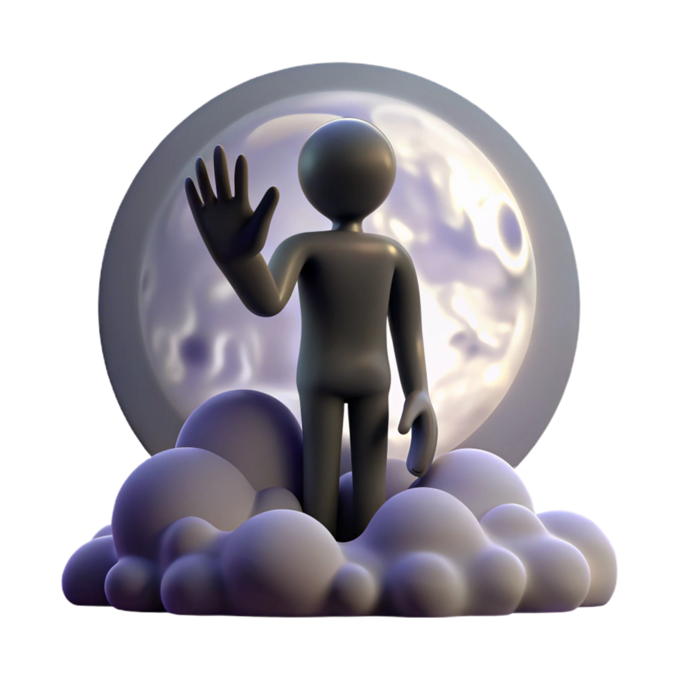 elegant abstract Night Sky Figure Waving on Clouds high resolution png