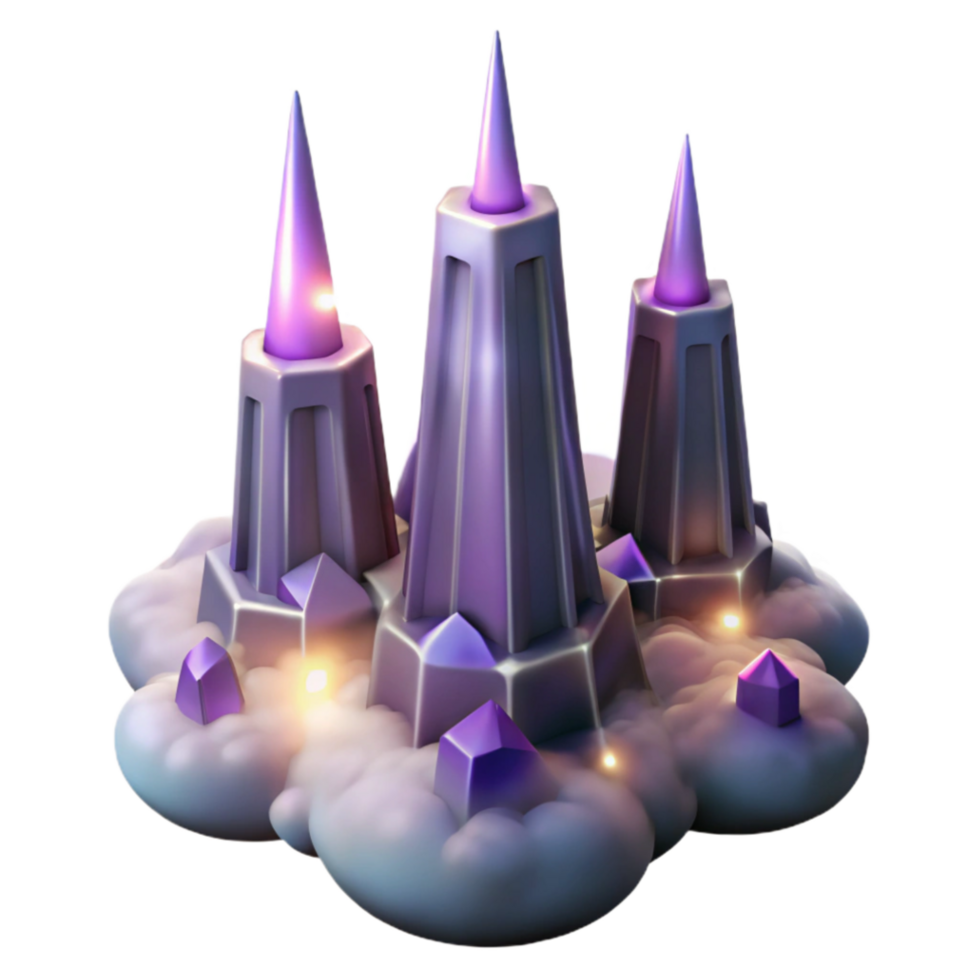 impressive traditional Fantasy Crystal Towers on Cloudscape premium png