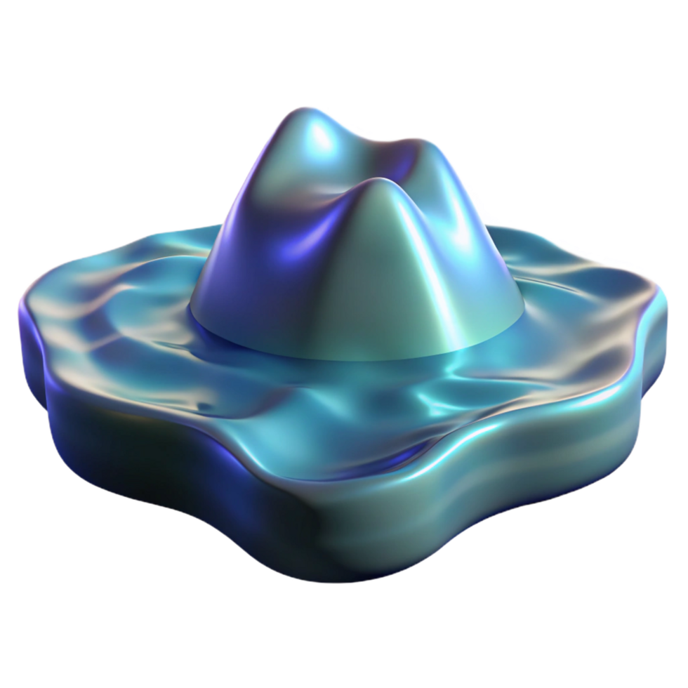 extraordinary artistic Abstract 3D Render Iridescent Liquid Hat authentic png