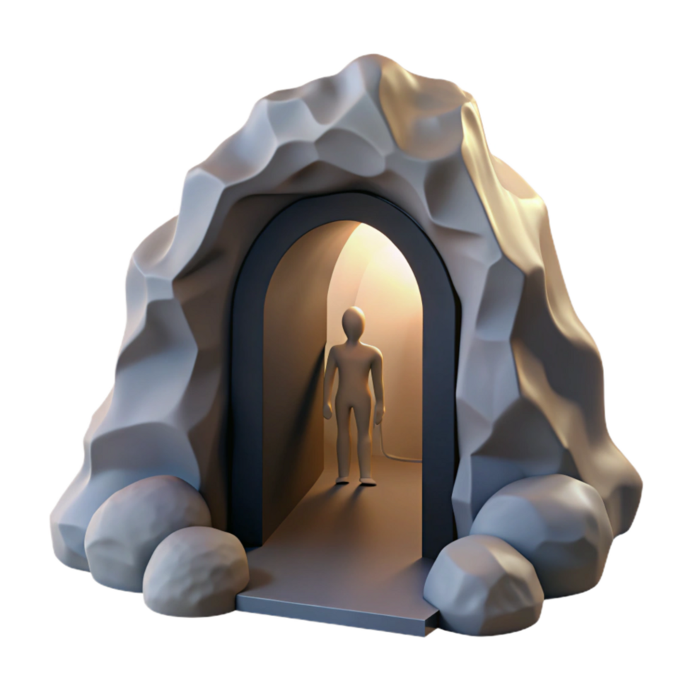 impressive abstract Illuminated Cave Entrance Figure in a Tunnel of Light professional png