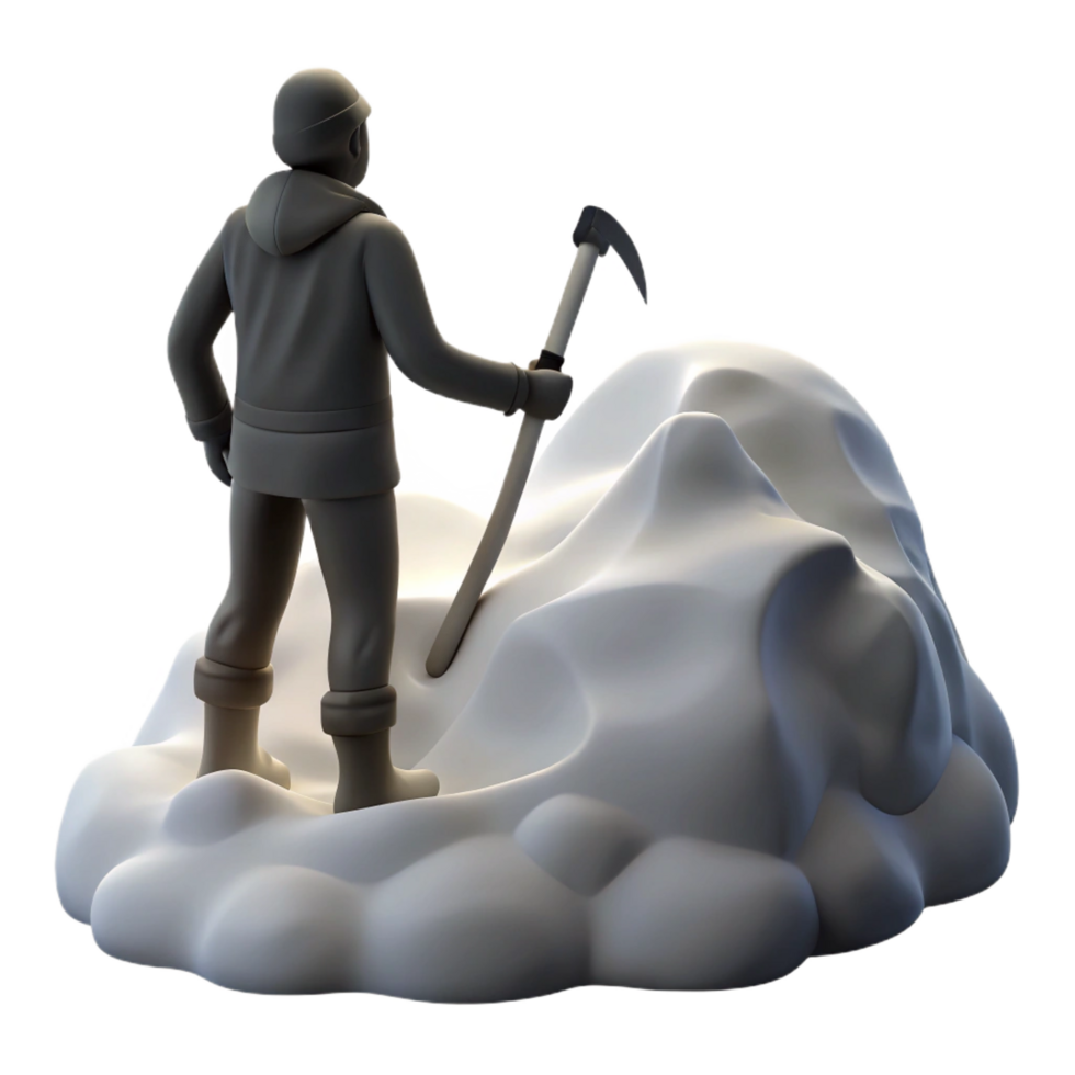 wonderful rustic Climber Ascending Snowy Peak with Ice Axe high quality png
