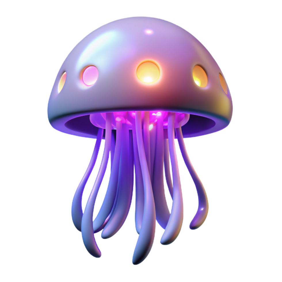 impressive abstract Glowing Jellyfish 3D Render of a Bioluminescent Creature authentic png