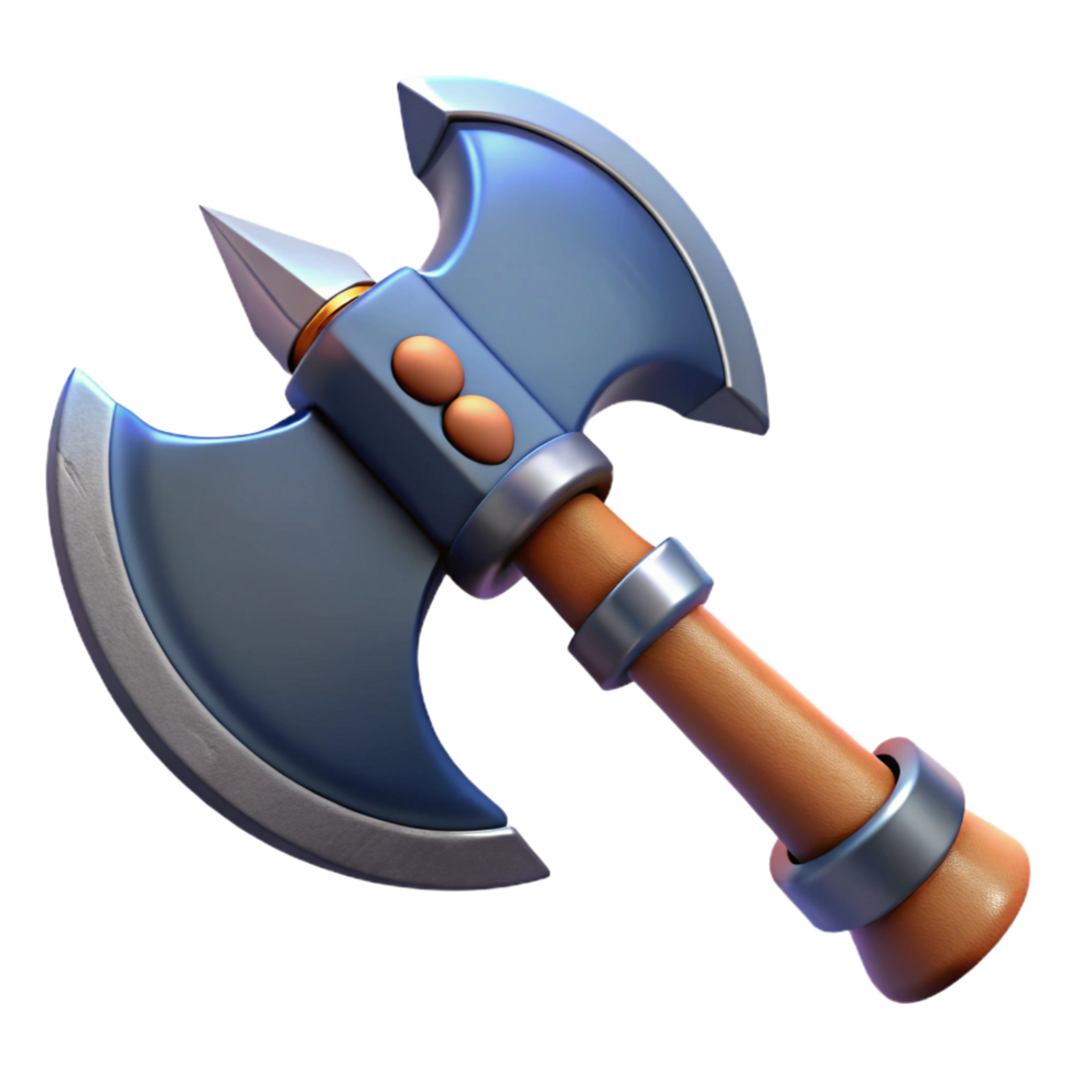 extraordinary creative Double-Bladed Battle Axe 3D Render authentic png