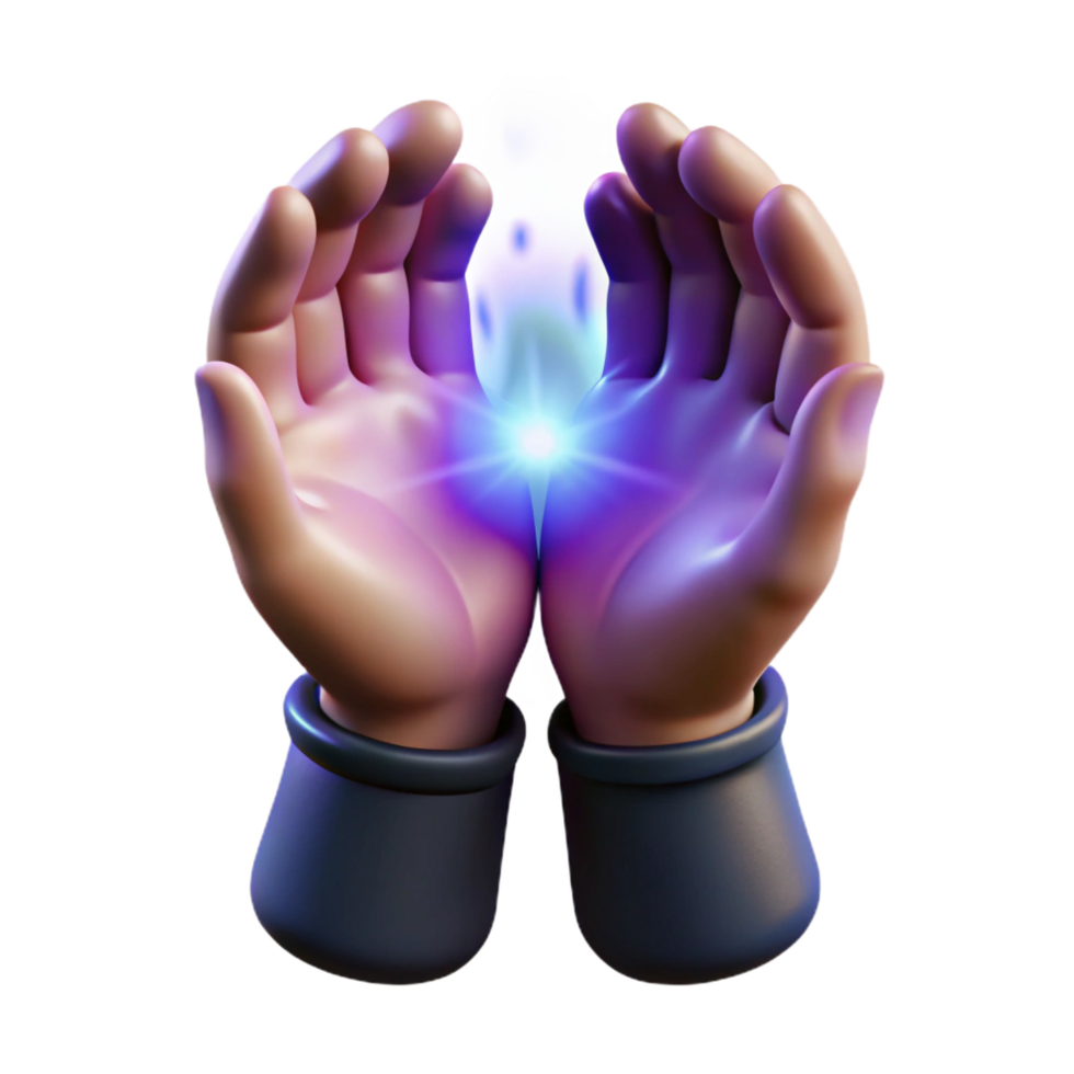 beautiful traditional Glowing Orb in Hands 3D Render of Mystical Energy detailed png