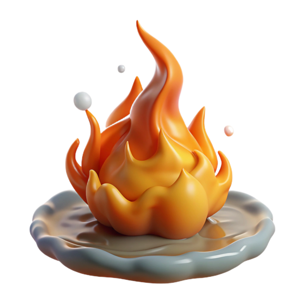 serene vintage Abstract Flame 3D Render of Liquid Fire detailed png