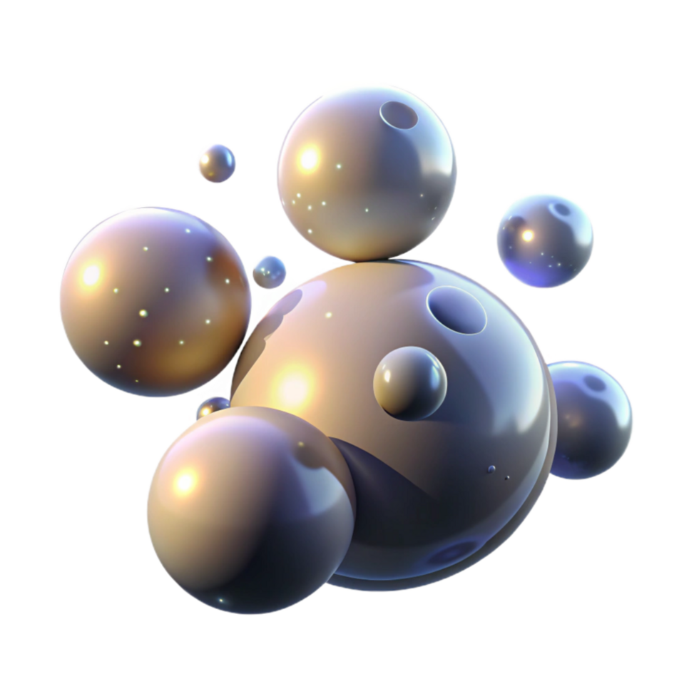 serene artistic Abstract 3D Render of Shiny Spheres high resolution png