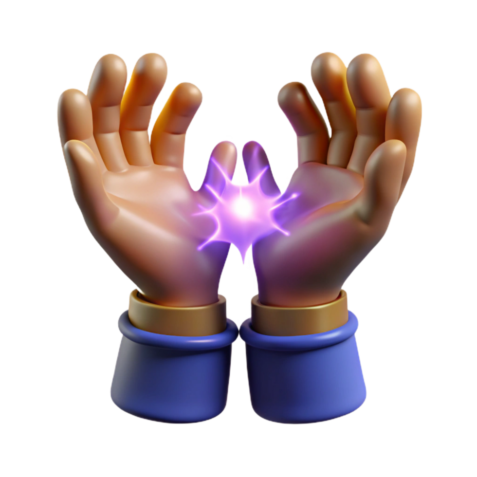 beautiful classic 3D Render Hands Holding Glowing Energy high resolution png
