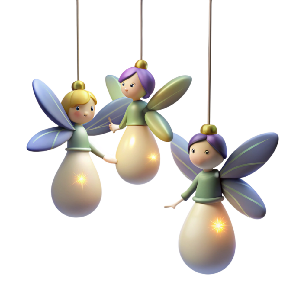 Enchanted Fairy Lights Hanging Decor with Glowing Bulbs png