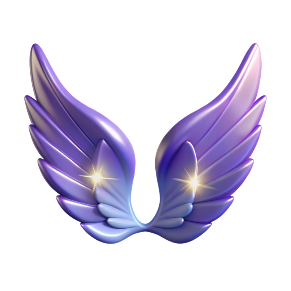 impressive contemporary Purple Angel Wings 3D Render, Fantasy Art premium png