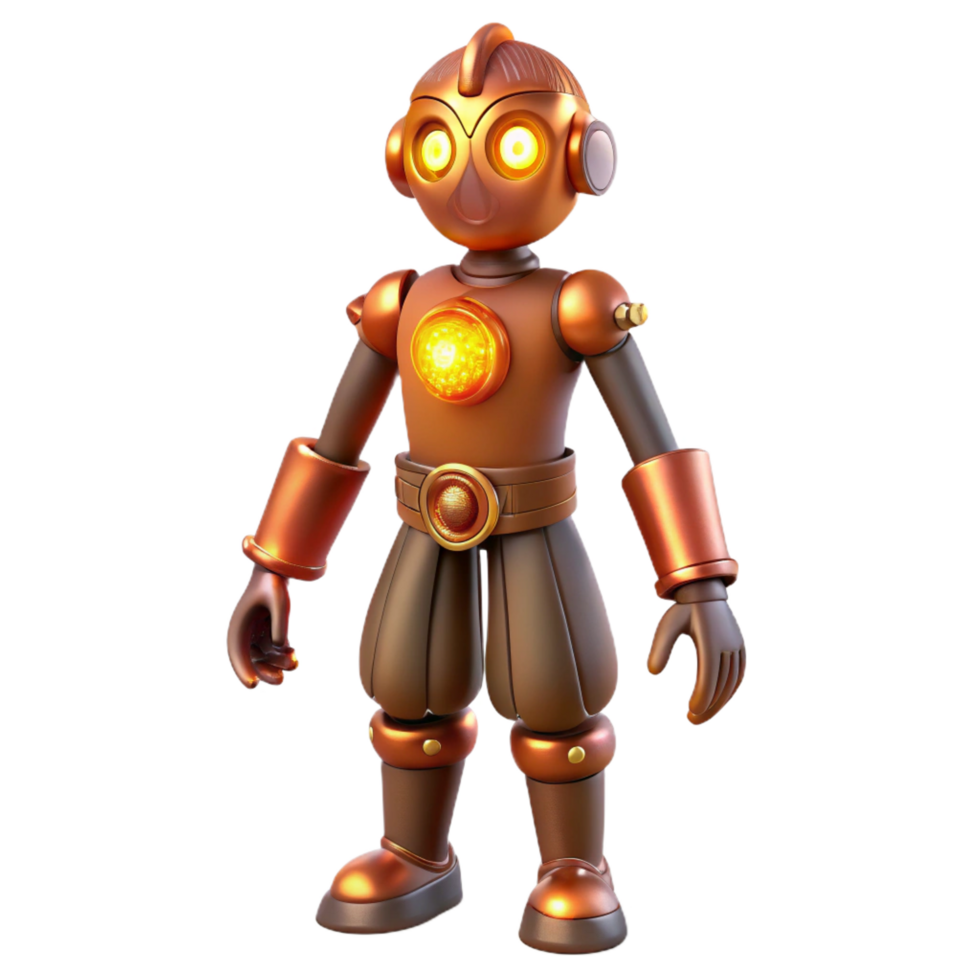 dramatic creative 3D Render Cute Retro Robot Character genuine png