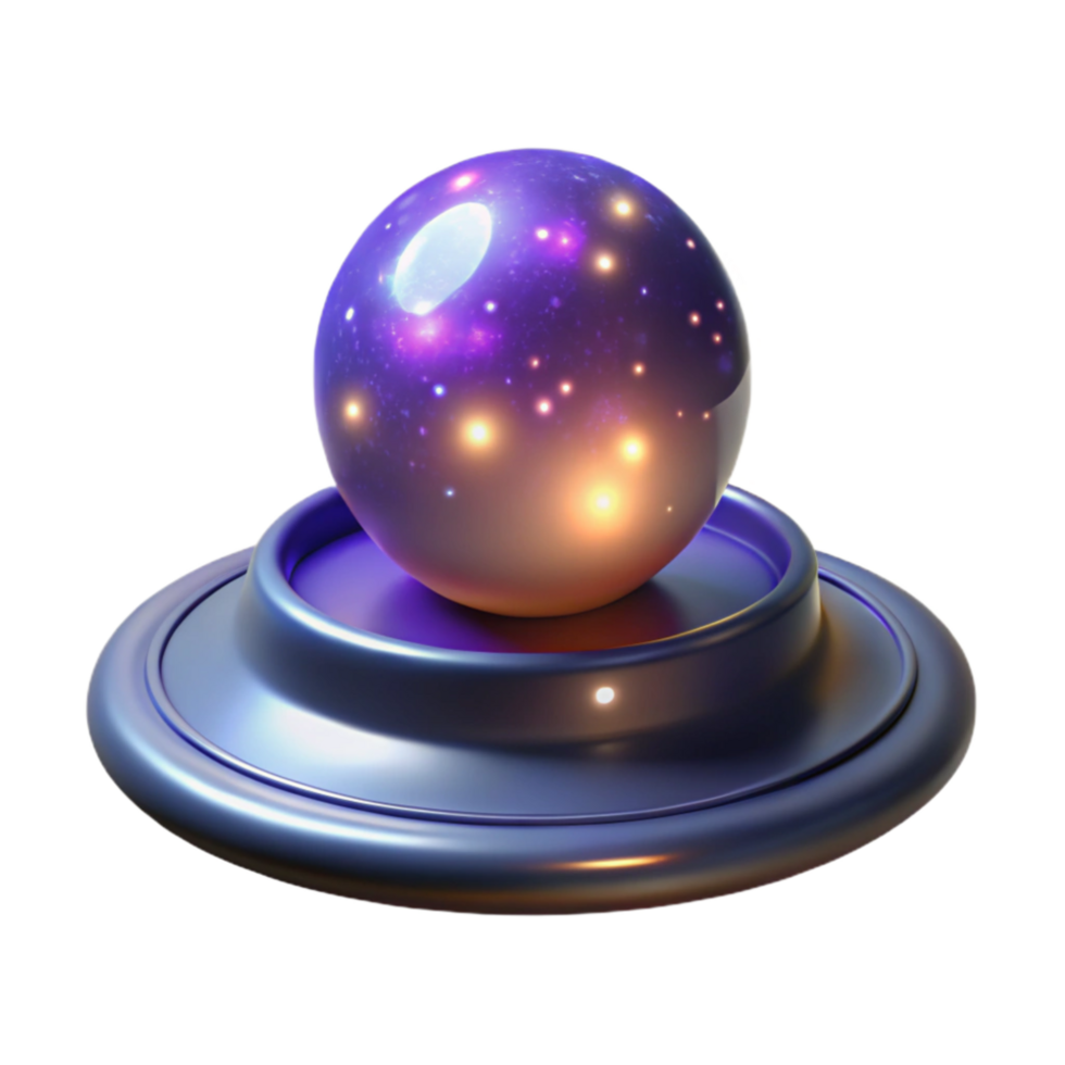 magnificent rustic Cosmic Sphere on Stand 3D Render of Illuminated Galaxy original png