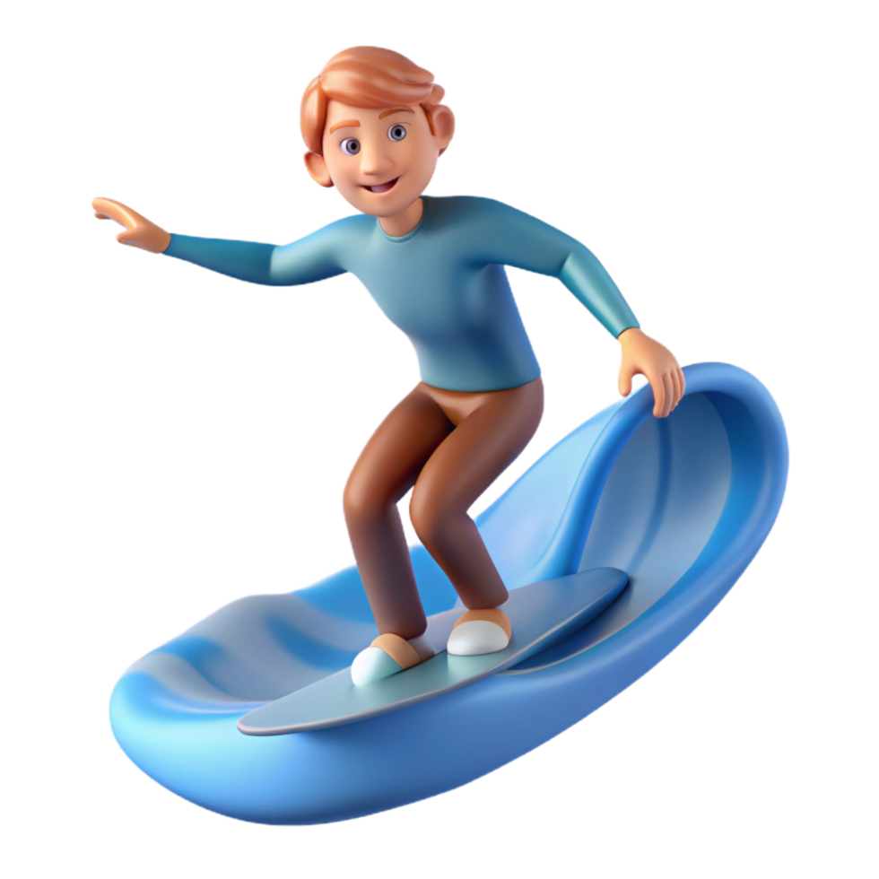 wonderful abstract Cartoon Surfer Riding a Wave authentic png