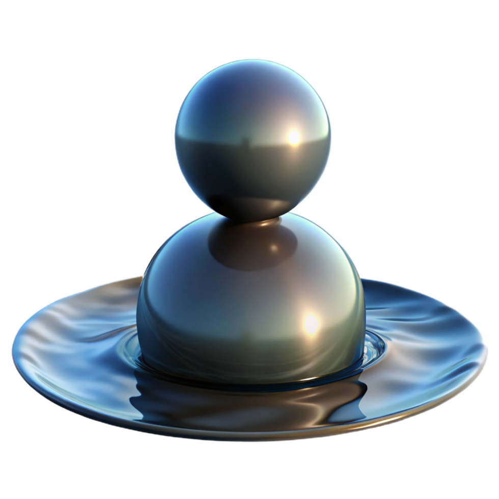 dramatic abstract Balanced Spheres on Liquid Surface Abstract 3D Render professional png