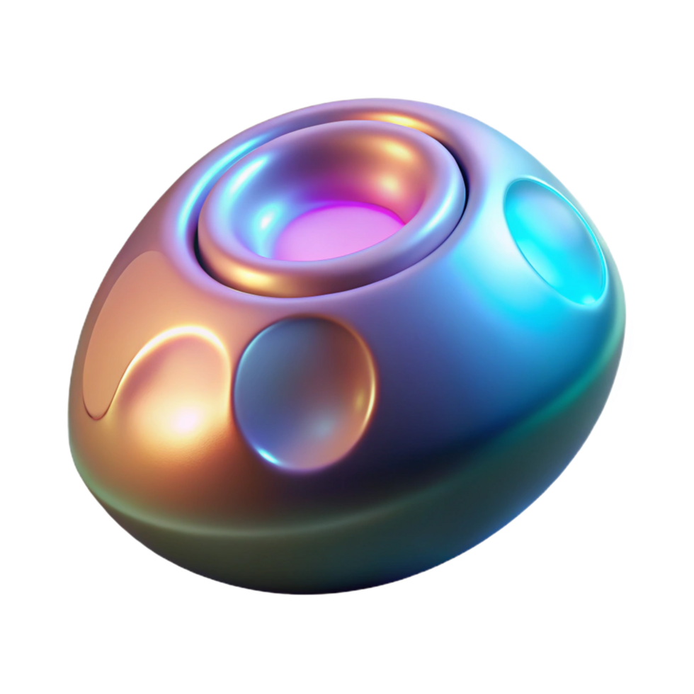 magnificent rustic Abstract 3D Render Iridescent Orb with Concave Details 4K png