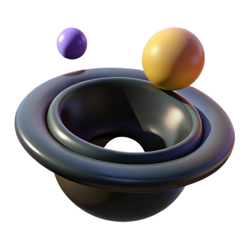serene modern Abstract 3D Render Orb and Concentric Rings high quality png