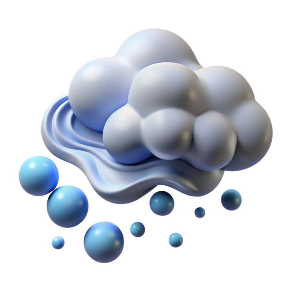 elegant modern Abstract Cloud and Droplets 3D Render detailed png