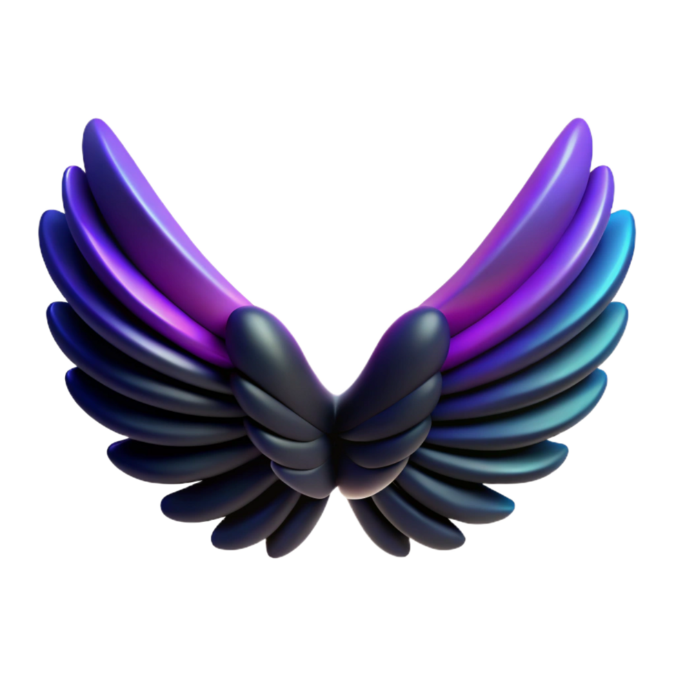 beautiful classic Neon Wings 3D Render of Abstract Avian Design original png