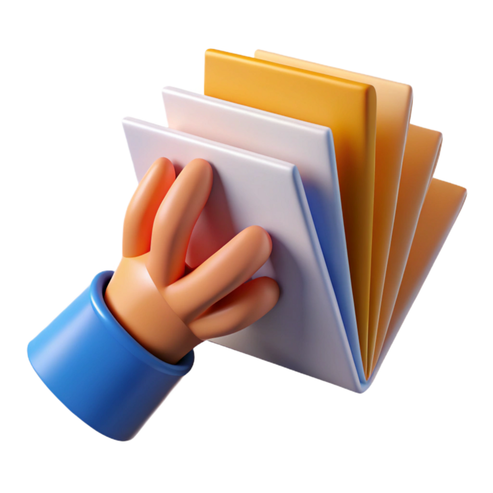 impressive modern Hand Holding Stack of Papers 3D Render high quality png