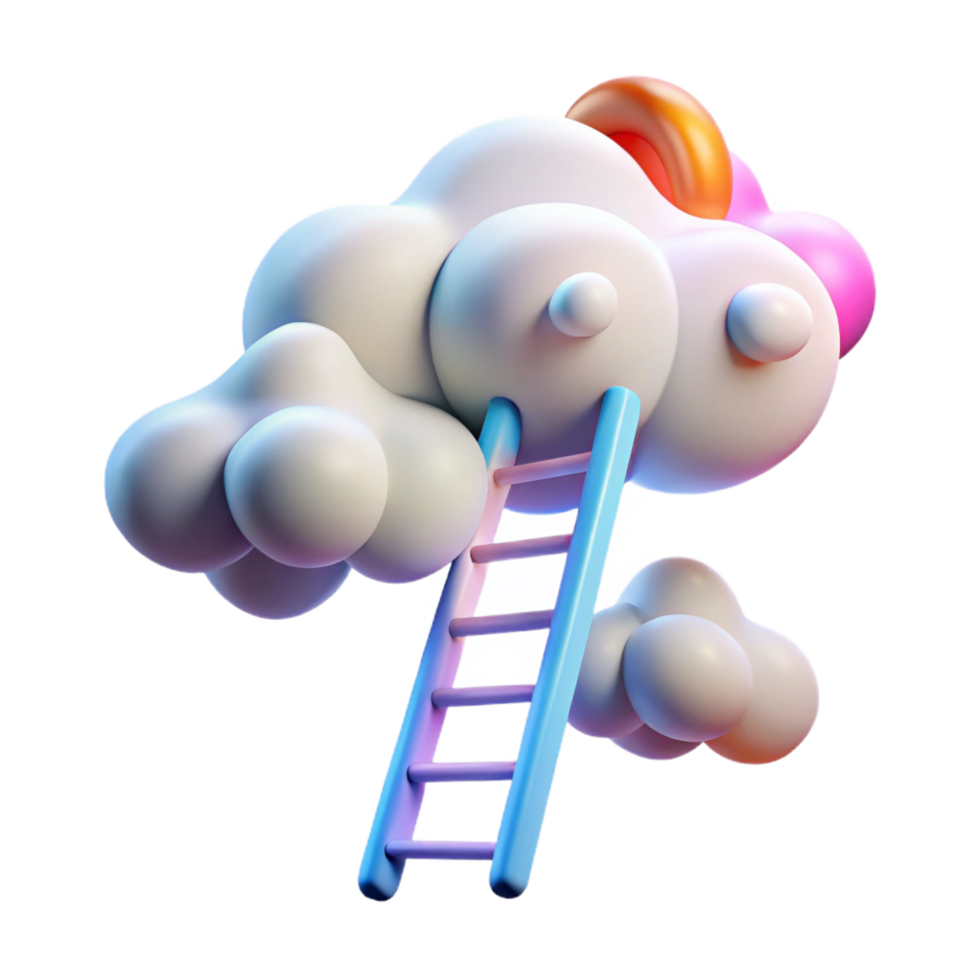 serene contemporary Reaching for Dreams A Ladder to the Clouds premium png