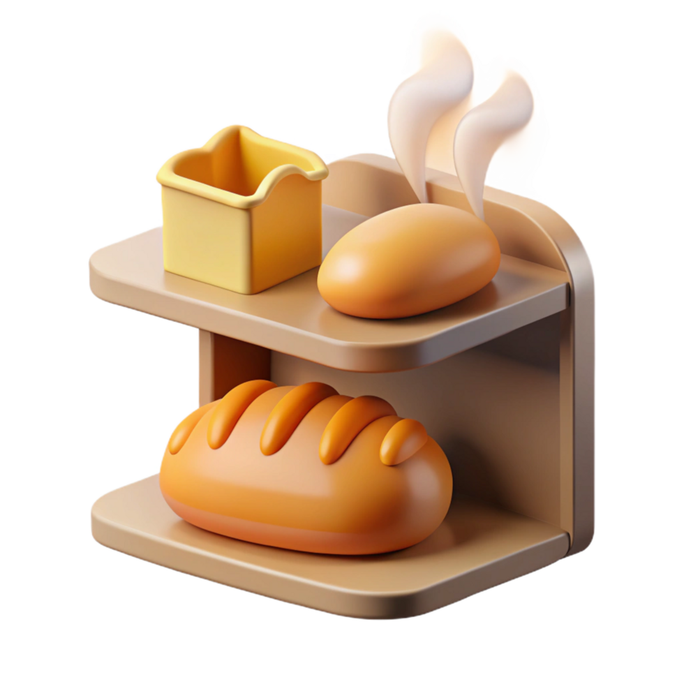 elegant rustic Bakery Shelf with Bread and Pastry detailed png