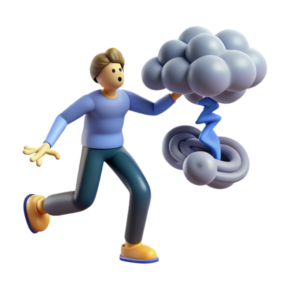 extraordinary classic 3D Render of Person Avoiding Storm Cloud high resolution png