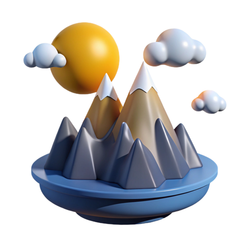 extraordinary contemporary Sunny Day, Mountain Range, 3D Render professional png