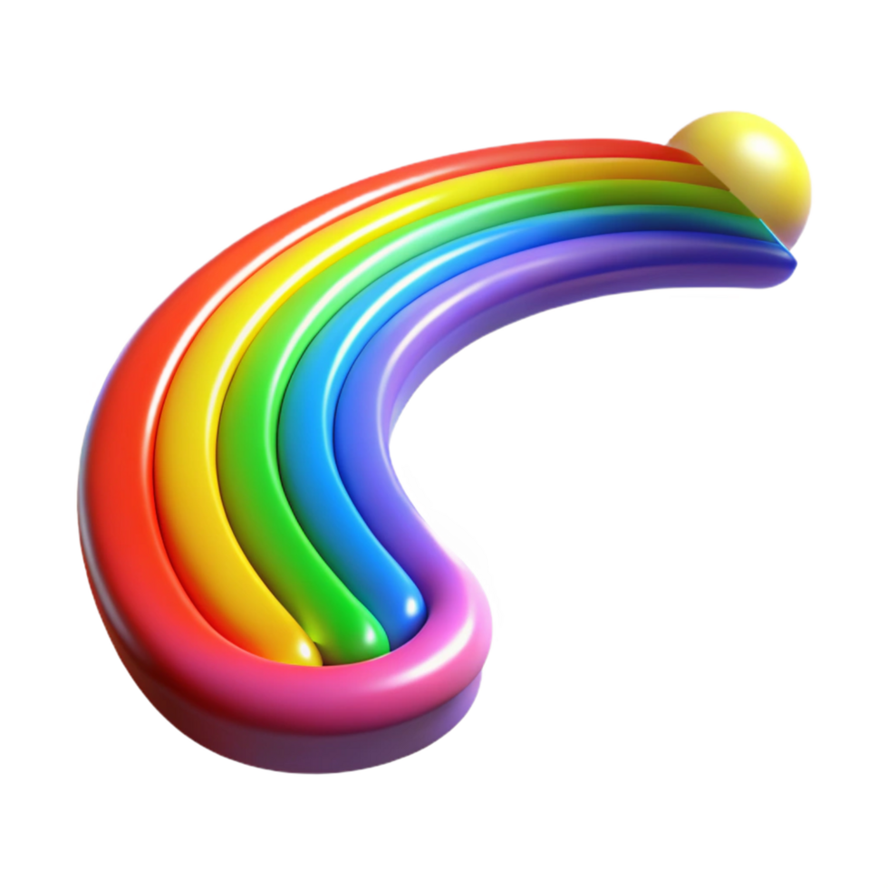 dramatic minimalist Colorful Rainbow Arc, 3D Render high quality png