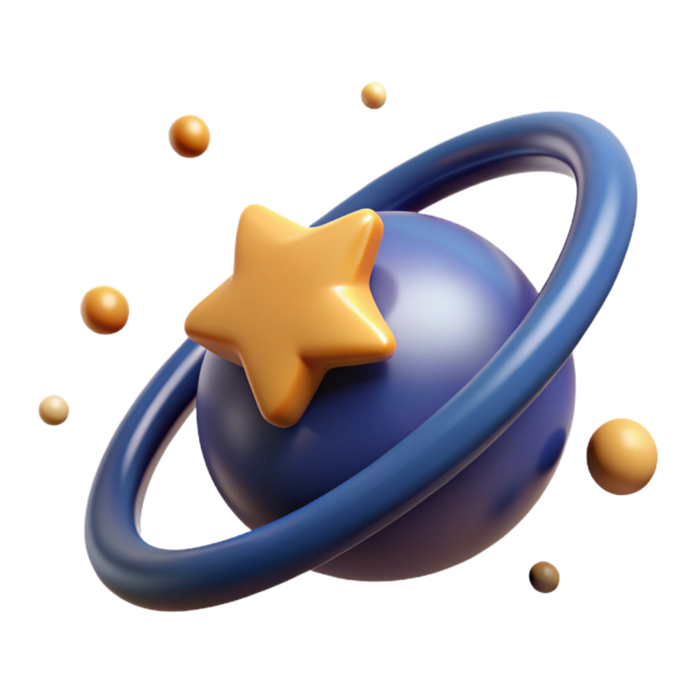 extraordinary abstract Celestial Body with Ring System and Star premium png