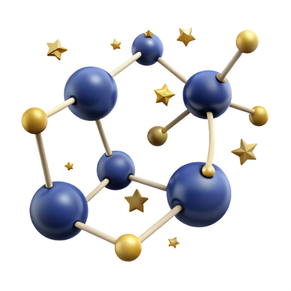 serene modern Celestial Molecular Structure 3D Rendering exclusive png