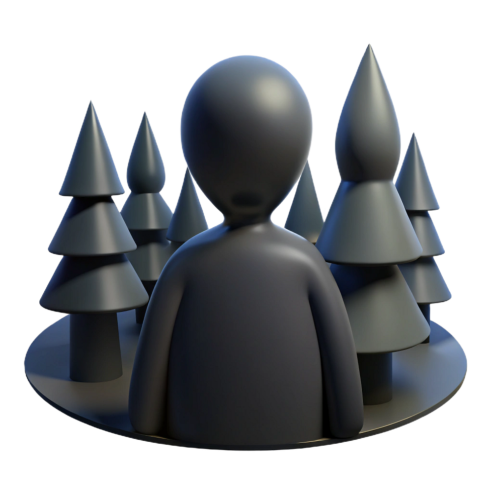 elegant creative Person Surrounded by Trees 3D Render exclusive png