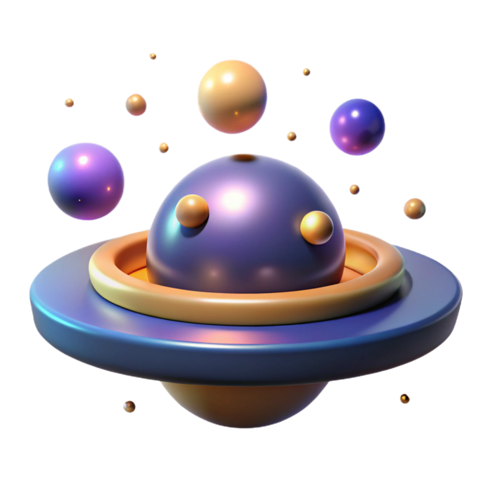 wonderful modern Abstract 3D Planetary System with Orbiting Spheres original png