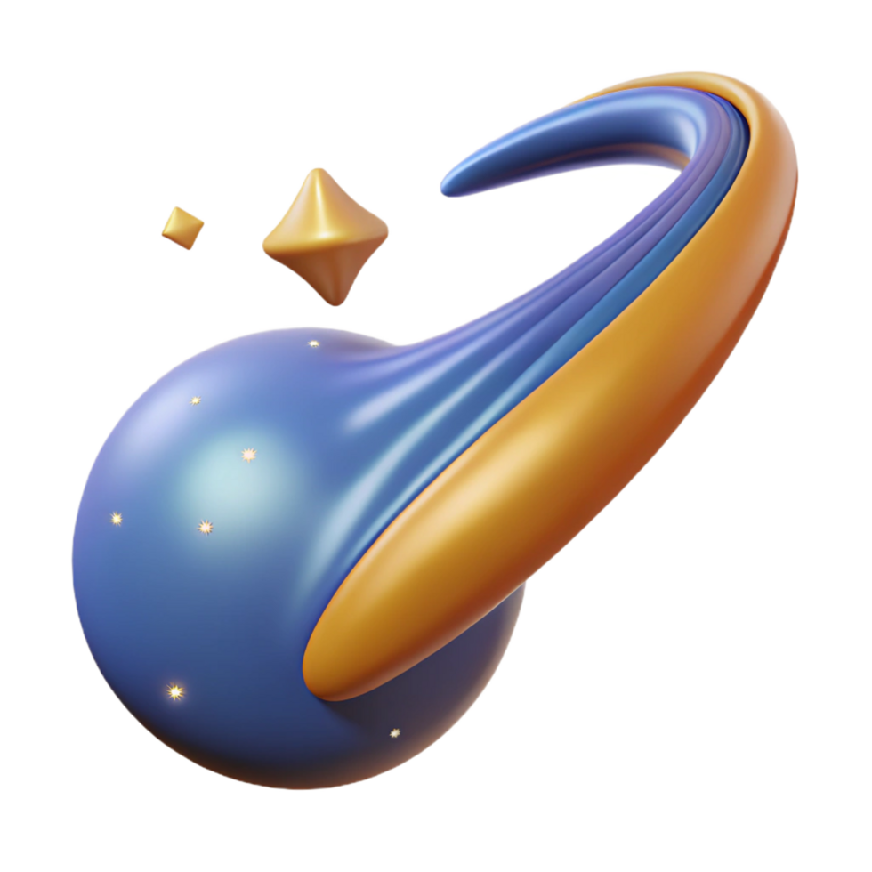 extraordinary artistic Abstract 3D Render Blue and Gold Cosmic Forms 4K png