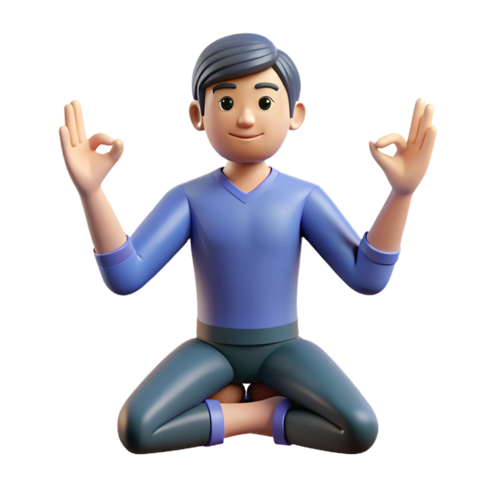 dramatic contemporary 3D Render Relaxed Person in Meditation Pose high resolution png