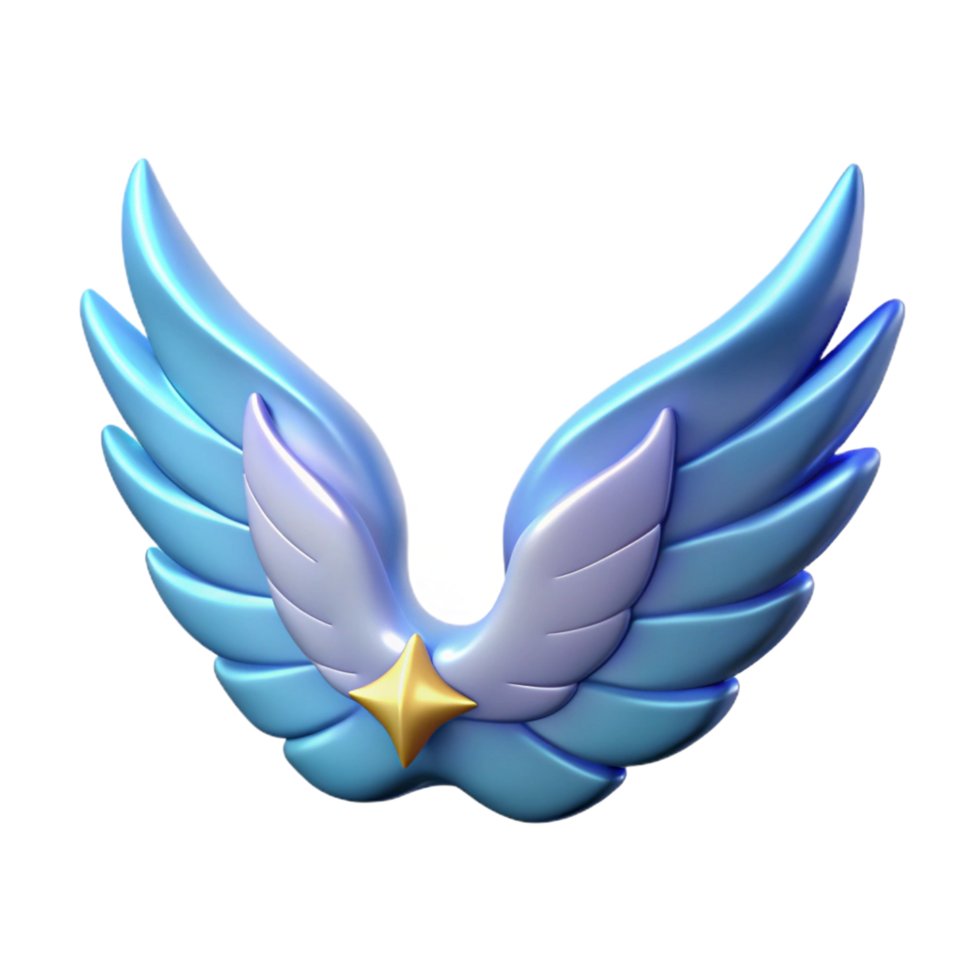 serene artistic 3D Render Celestial Wings with Star authentic png