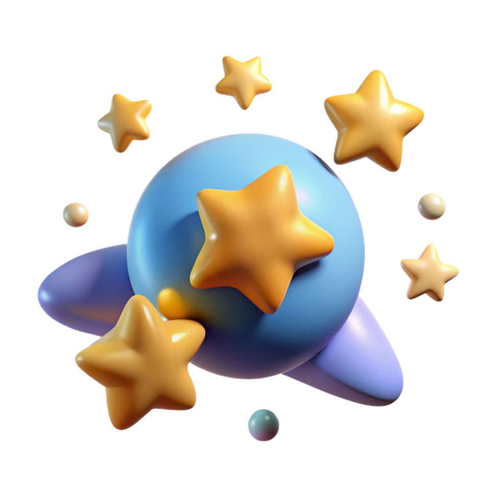 serene artistic Celestial Sphere 3D Render of Abstract Stars and Planets high quality png