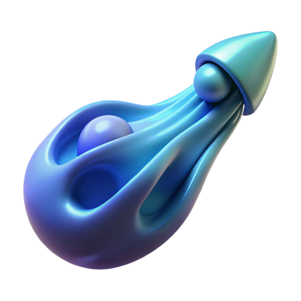 dramatic rustic Abstract 3D Render Blue Orb in Fluid Form authentic png